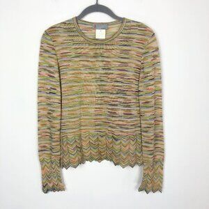 VTG Missoni Italy Multicolor Pullover Knit Top Sweater Chevron Hem Size 40 or S